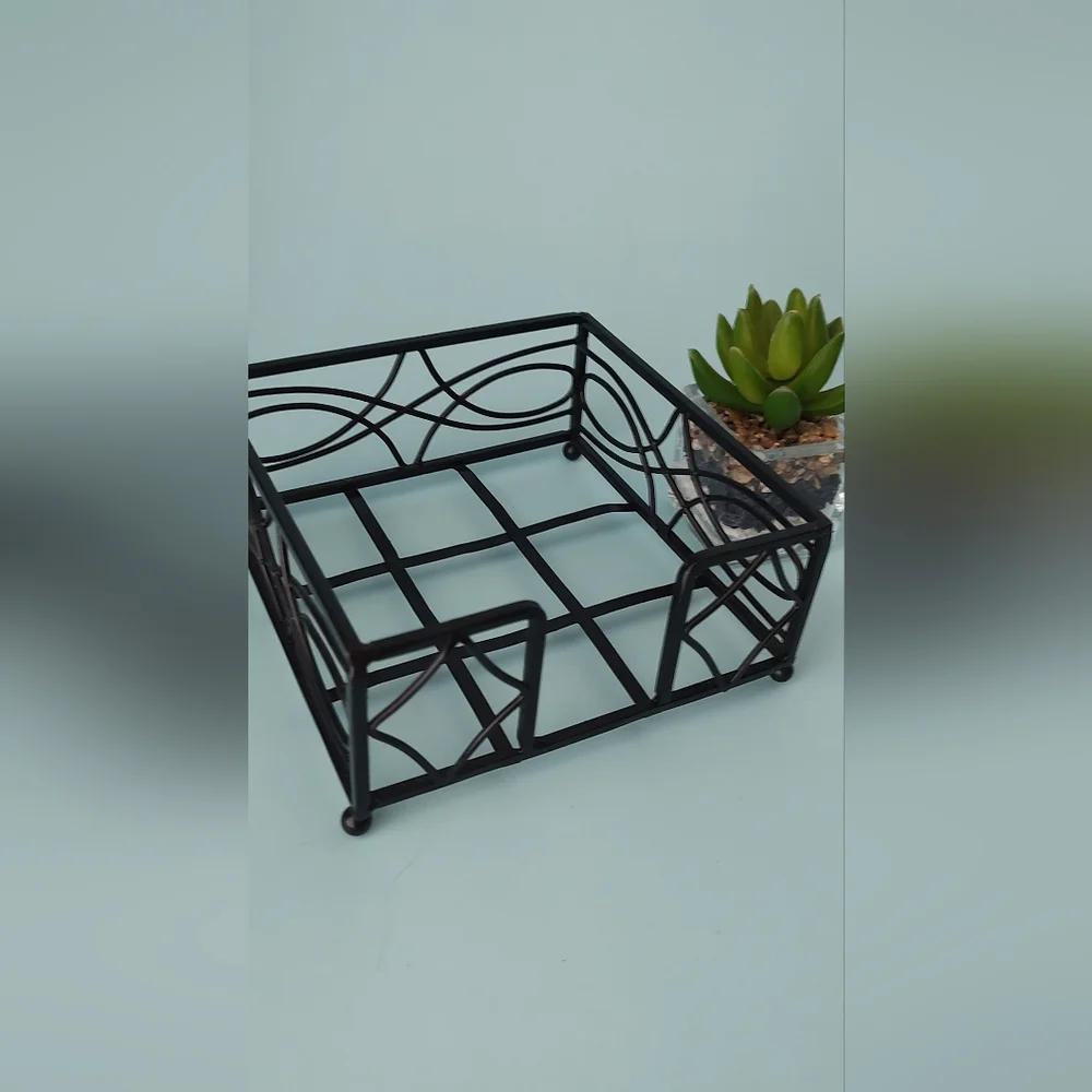 Under shelf storage organizer dark  brown and napkins holder  black 2pz